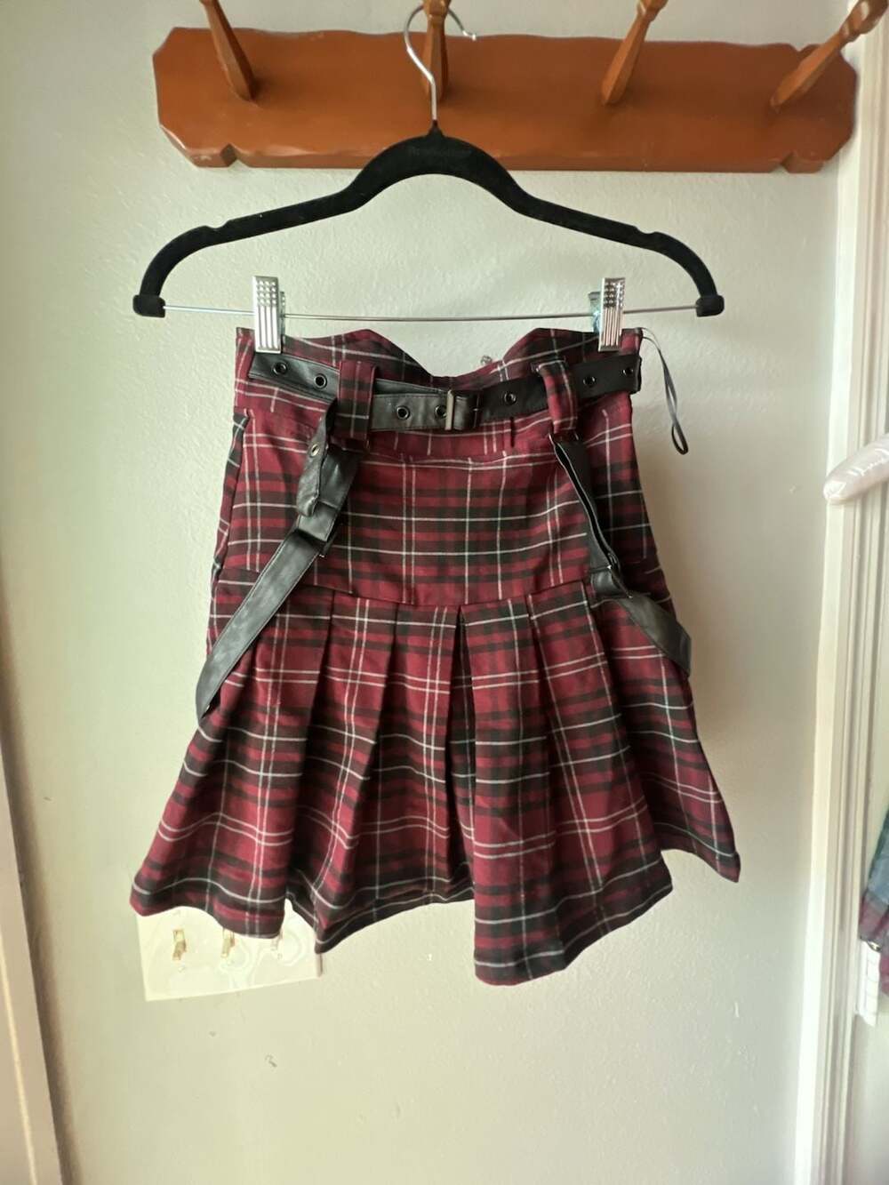 Killstar Shadows Suspender Skirt Size XS Blood Tartan